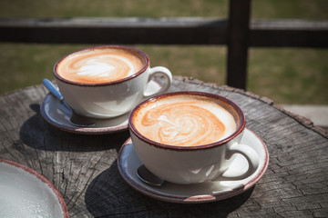 Two cups of cappuccino