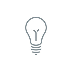 lamp light idea outline flat icon. Single high quality outline logo symbol for web design or mobile app. Thin line lamp light think logo. gray idea icon pictogram isolated on white background