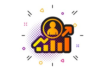 Career Growth chart sign. Halftone circles pattern. Business results icon. Classic flat career ladder icon. Vector