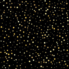 Abstract pattern of random falling gold dots. Glitter pattern for banner, greeting card.