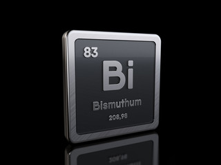 Bismuth Bi, element symbol from periodic table series. 3D rendering isolated on black background
