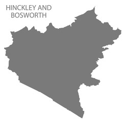 Hinckley and Bosworth grey district map of East Midlands England UK