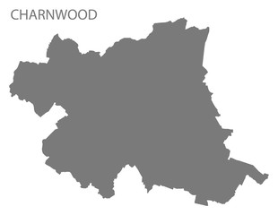 Charnwood grey district map of East Midlands England UK