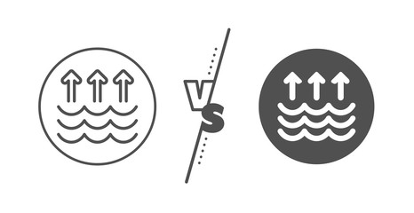 Global warming sign. Versus concept. Evaporation line icon. Waves symbol. Line vs classic evaporation icon. Vector