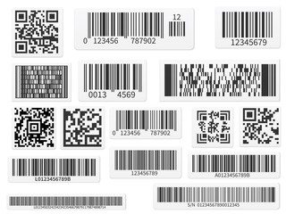 Supermarket scan code bars and qr codes label set
