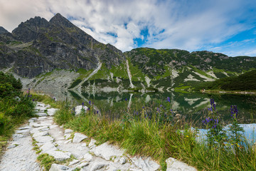 Alpine Lake Black Pond (Czarny Staw Gasienicowy) in Tatra Poland