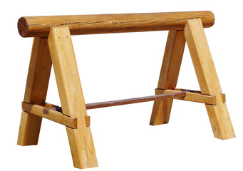 Wooden sawhorse shot