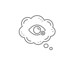 Farsightedness line icon. Chat bubble design. Eye diopter sign. Optometry vision symbol. Outline concept. Thin line farsightedness icon. Vector