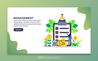 Landing page template of management. Modern flat design concept of web page design for website and mobile website. Easy to edit and customize.