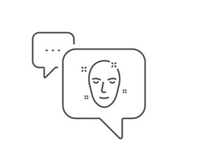 Health skin line icon. Chat bubble design. Face care sign. Cosmetic lotion symbol. Outline concept. Thin line health skin icon. Vector