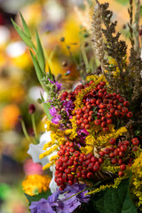 Floristic bouquet of flowers, herbs and fruits that are the symbol of summer