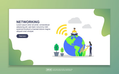 Landing page template of networking. Modern flat design concept of web page design for website and mobile website. Easy to edit and customize.