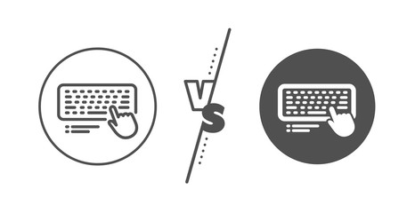 Computer component device sign. Versus concept. Keyboard line icon. Line vs classic computer keyboard icon. Vector