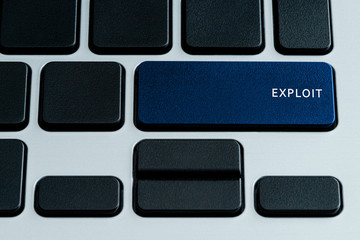Virus Text on Laptop Blue Keyboard Button. Theme of Online Security and Internet Security. Data...