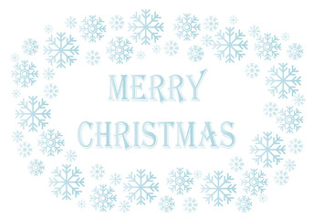 Felicitación de navidad con copos de nieve azules.