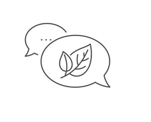 Leaves line icon. Chat bubble design. Nature plant leaf sign. Environmental care symbol. Outline concept. Thin line leaf icon. Vector