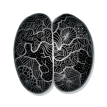 Human Brain concept. Zentangle style.