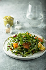 Arugula salad with smoked salmon