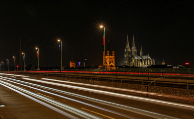Cologne a city on the Rhine at night as a skyline