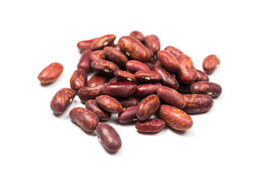 Pile of red kidney bean, canned beans isolated on white background, Top view.