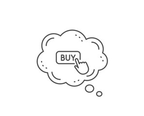 Click to Buy line icon. Chat bubble design. Online Shopping sign. E-commerce processing symbol. Outline concept. Thin line buy button icon. Vector