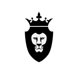 lion logo, royal king animal, vector illustration