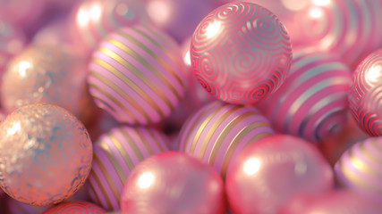 Beautiful festive background with balloons. 3d illustration, 3d rendering.