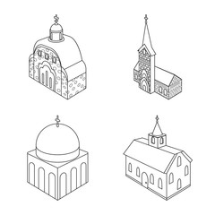 Vector illustration of architecture and building logo. Collection of architecture and clergy stock symbol for web.