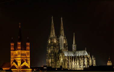Cologne a city on the Rhine at night as a skyline