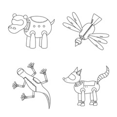 Vector illustration of toy and automation logo. Set of toy and science stock vector illustration.