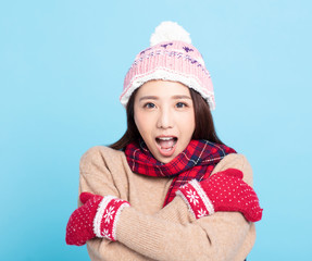 Young Beautiful Woman in winter clothes