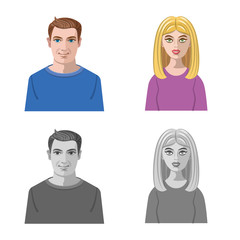 Vector design of hairstyle and profession sign. Set of hairstyle and character stock vector illustration.