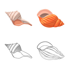 Naklejka premium Vector illustration of animal and decoration symbol. Set of animal and ocean vector icon for stock.