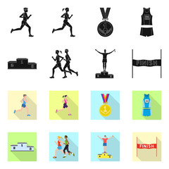 Vector design of sport and winner symbol. Collection of sport and fitness vector icon for stock.