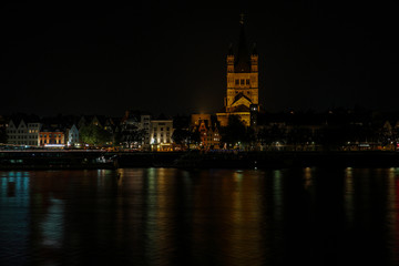 Fototapeta na wymiar Cologne a city on the Rhine at night as a skyline