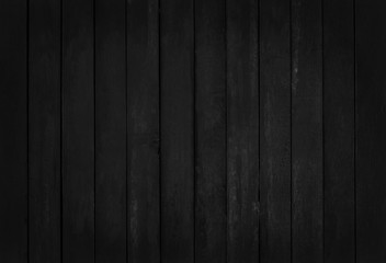 Obraz premium Black wooden wall background, texture of dark bark wood with old natural pattern for design art work, top view of grain timber.