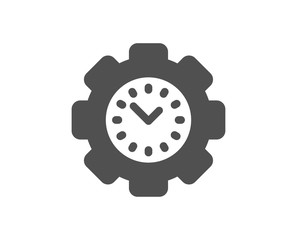 Clock sign. Time management icon. Gear symbol. Classic flat style. Simple time management icon. Vector