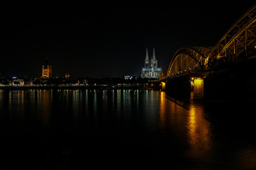 Cologne a city on the Rhine at night as a skyline