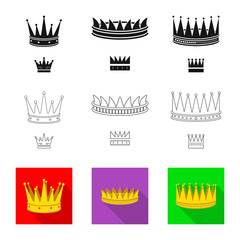 Vector illustration of medieval and nobility icon. Set of medieval and monarchy vector icon for stock.