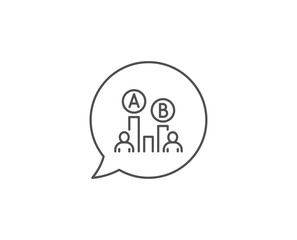 Ab testing line icon. Chat bubble design. Ui test chart sign. Outline concept. Thin line ab testing icon. Vector