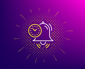 Time management line icon. Halftone pattern. Alarm clock sign. Watch symbol. Gradient background. Time management line icon. Yellow halftone pattern. Vector