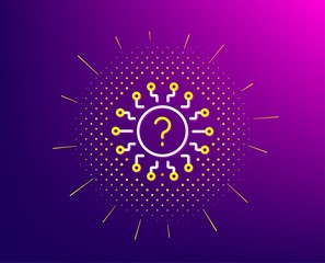 Question mark line icon. Halftone pattern. Quiz chat bubble sign. Faq system. Gradient background. Question mark line icon. Yellow halftone pattern. Vector