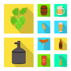Vector illustration of brewery and brewing icon. Set of brewery and ingredient stock vector illustration.
