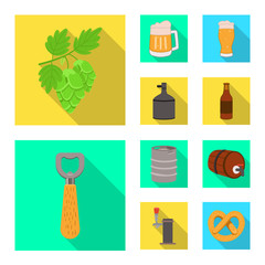 Vector illustration of brewery and brewing logo. Set of brewery and ingredient vector icon for stock.