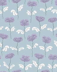 stacked up poppies spring seamless vector pattern