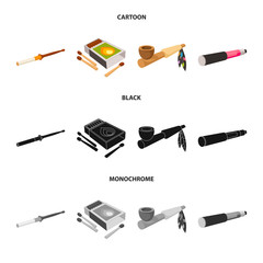 Vector illustration of accessories and harm symbol. Set of accessories and euphoria stock symbol for web.