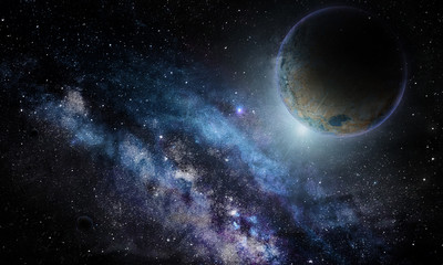 Obraz na płótnie Canvas view from space, planet and stars, illustration