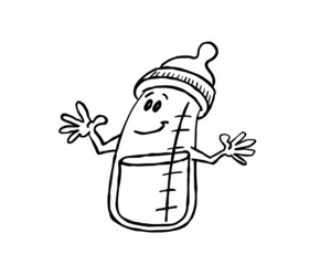 cartoon baby bottle outline