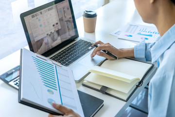 businessman in meeting analysis chart graphy