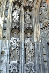 Details of the carvings located around the Northern entrance door to the basilica of Saint Servatius, Limbourg, Maastricht, Netherlands